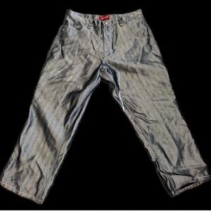 Spirit First / Denim First shiny silver metallic wide leg baggy jeans